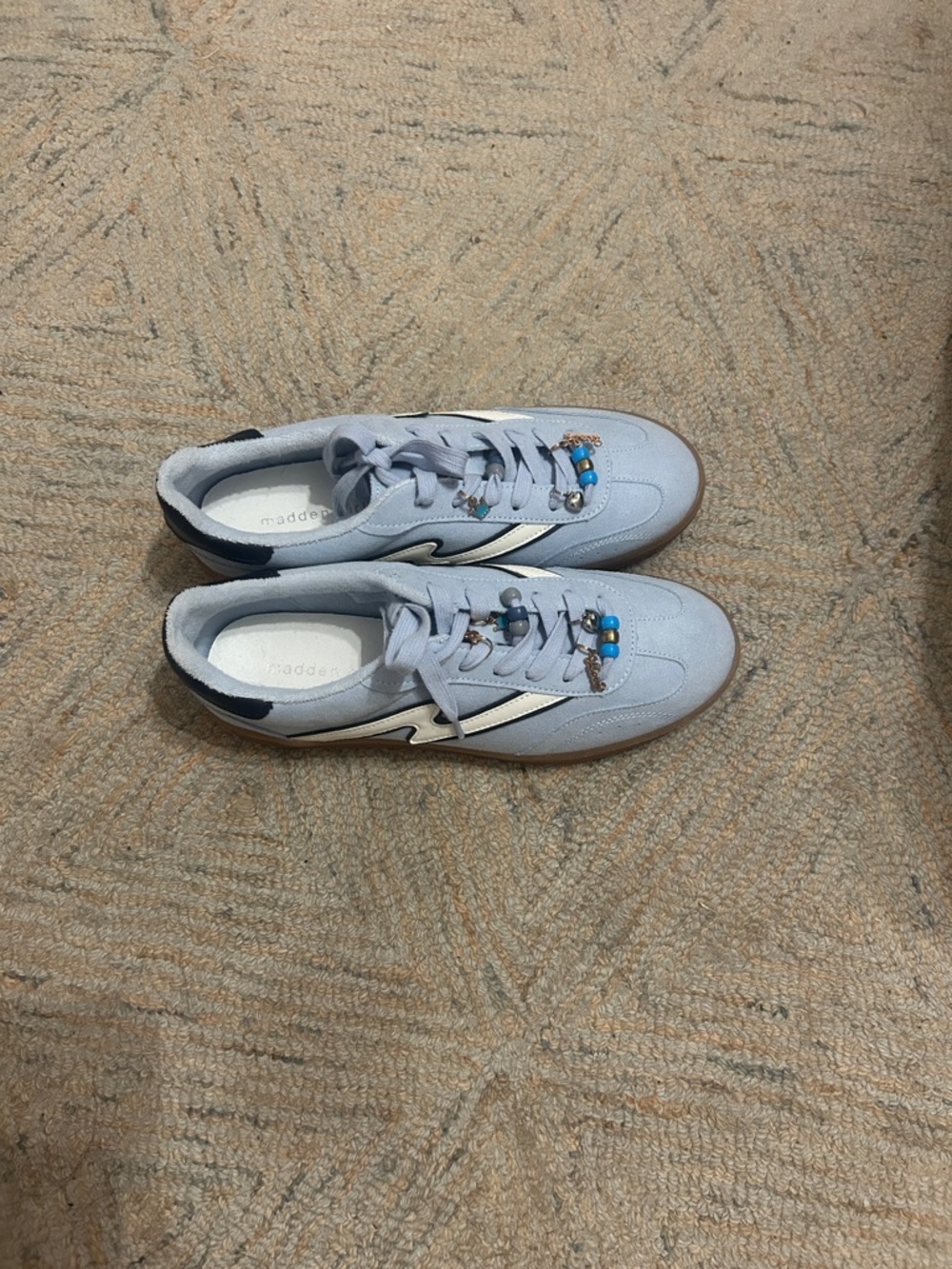 Madden Girl Light Blue Casual Lace-Up Sneakers with Navy Accent